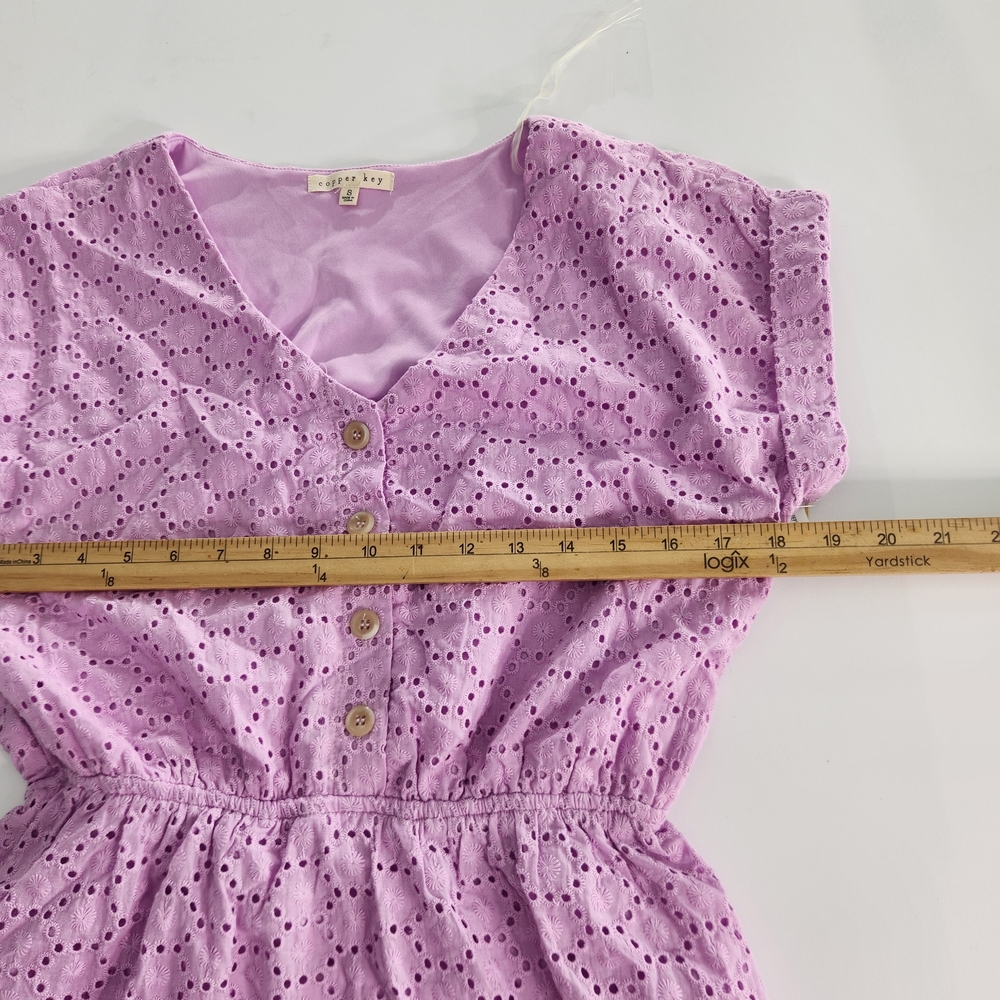 Copper Key Women's Dress Size S Lavender Eyelet Midi Short Sleeve V Neck NWT 01 - Picture 14 of 14